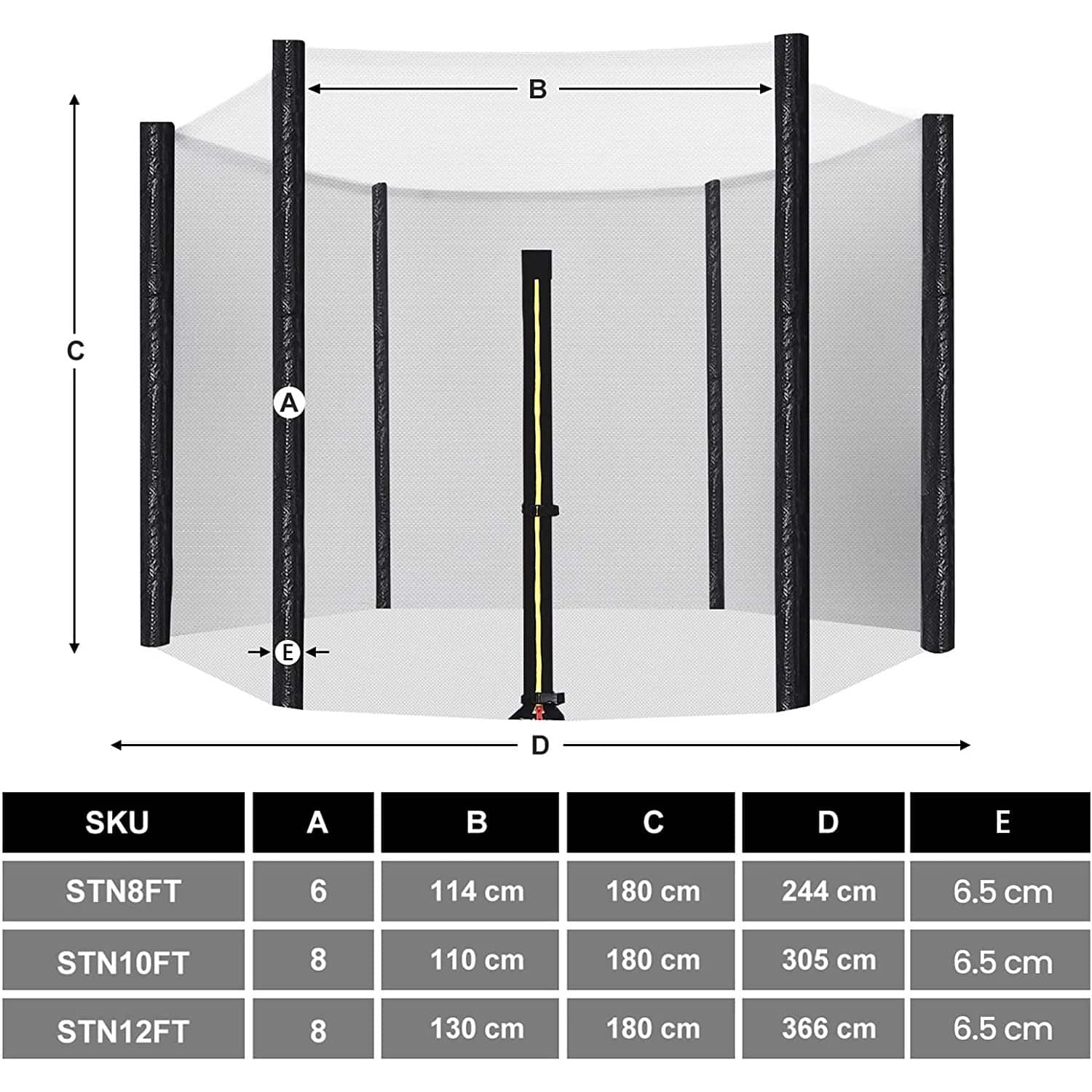 Trampolin-Sicherheitsnetz und Randabdeckung Ø 366 cm-B34STN012Q01