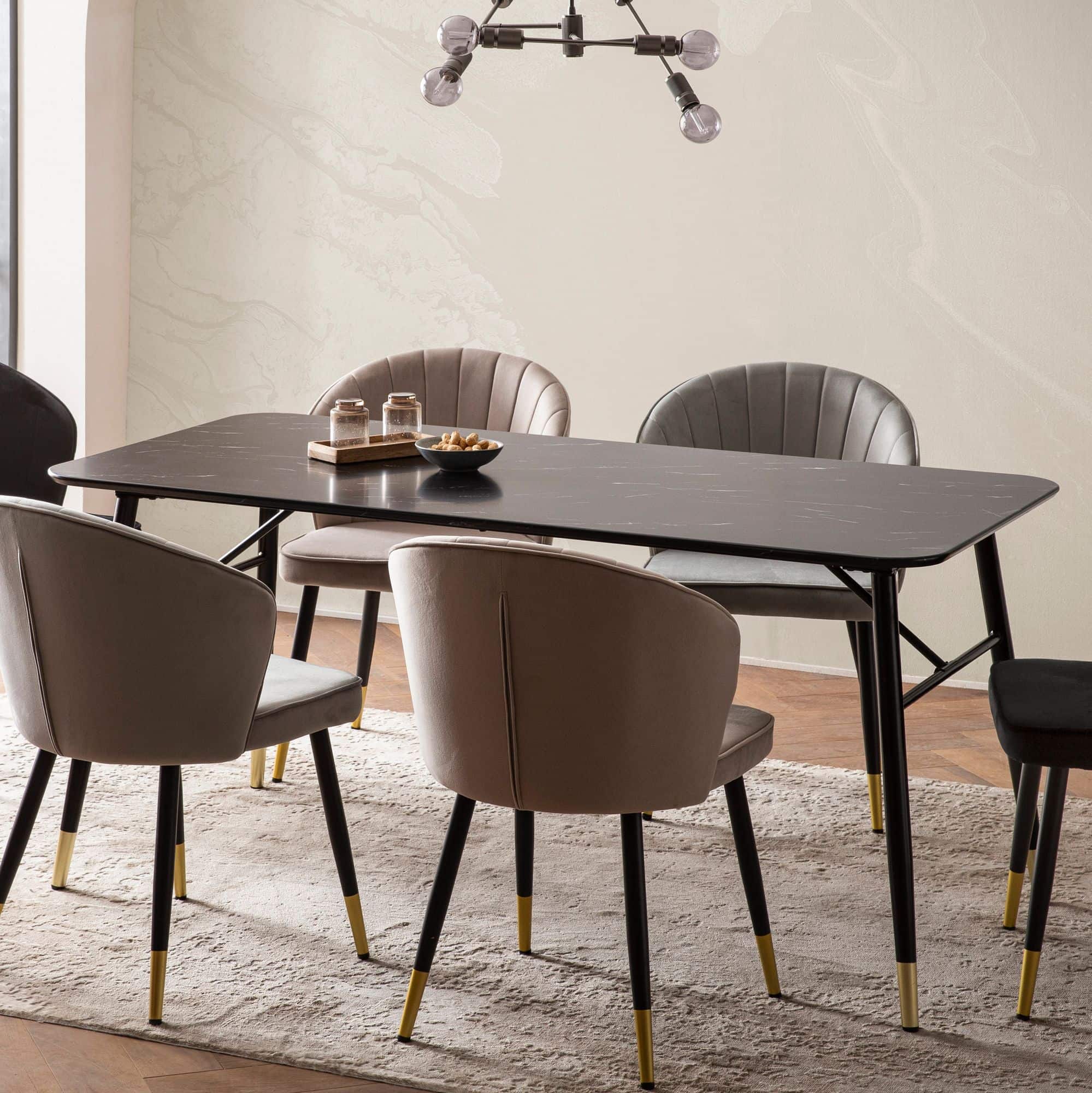 Esszimmertisch 120x60x76 cm Esstisch Schwarz in Marmor-Optik Modern Esszimmertisch 120x60x76 cm Esstisch Schwarz in Marmor-Optik Modern