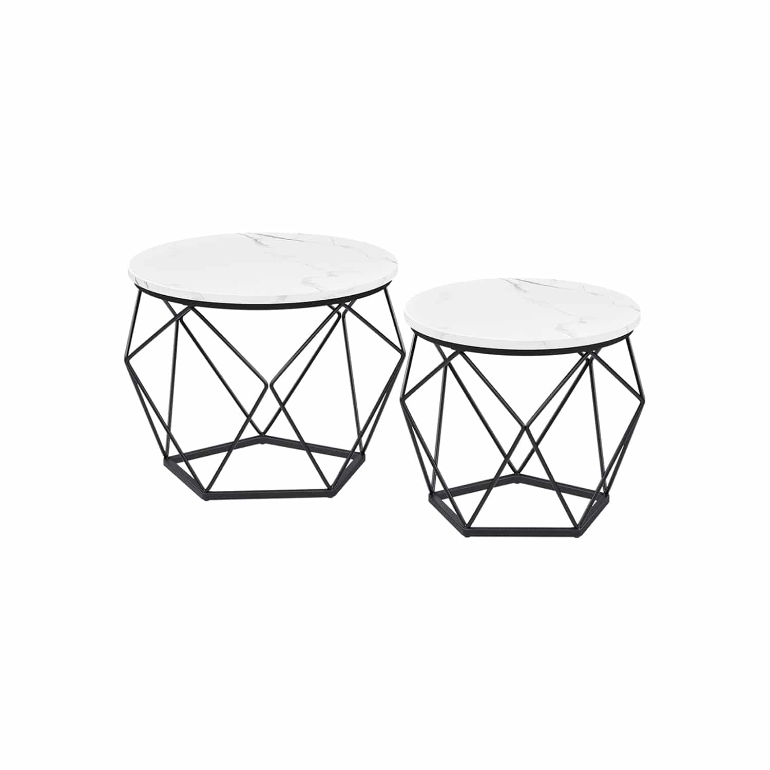 Couchtisch-Set weiß-schwarz 2 Stück-B34LET040B59 Couchtisch-Set weiß-schwarz 2 Stück-B34LET040B59