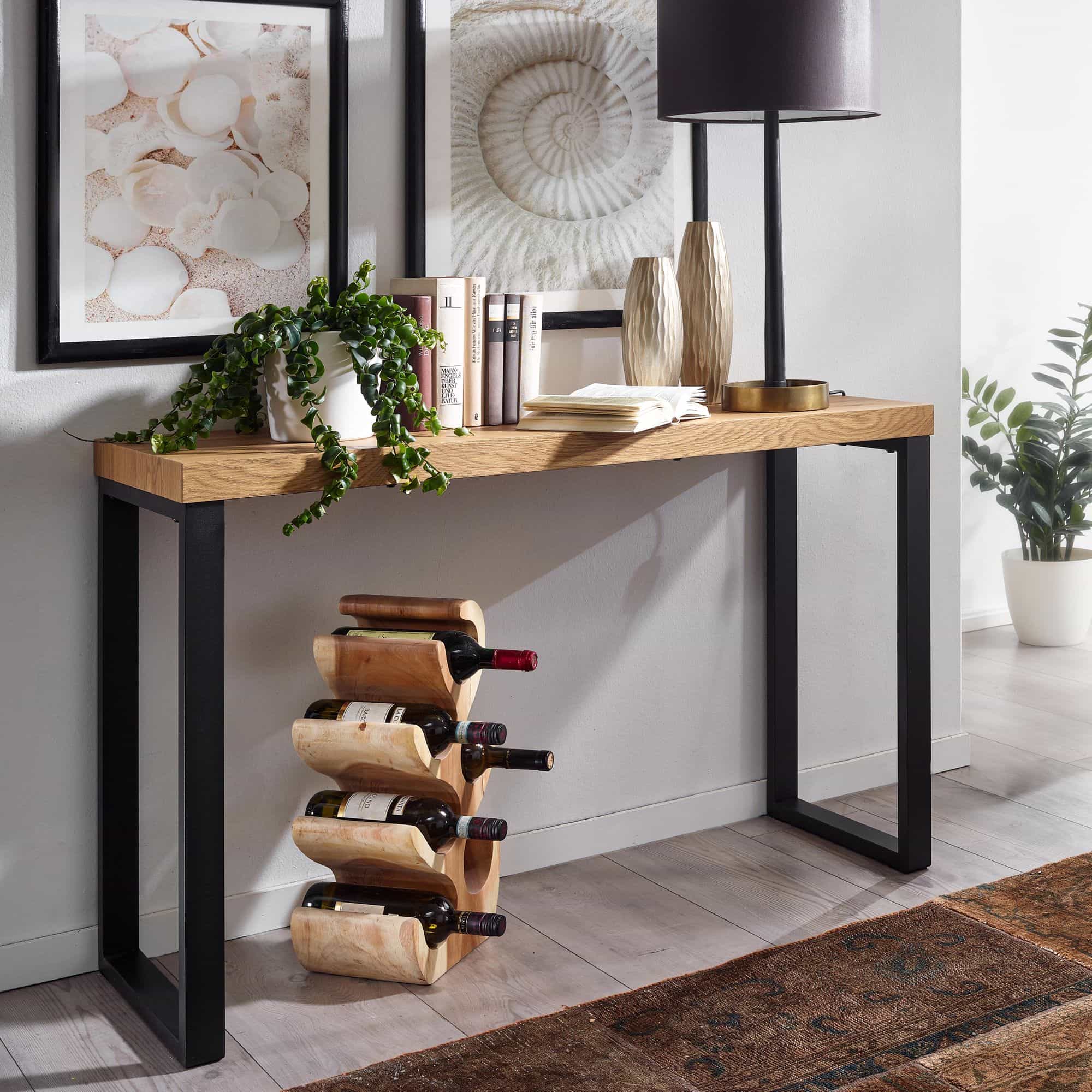 64656-Wohnling-Konsolentisch-120x40x75-cm-Eiche-WL6-570-WL6-570_2 Konsolentisch Eiche-Dekor / Schwarz 120x39x75,5 cm Design Anrichte Flur