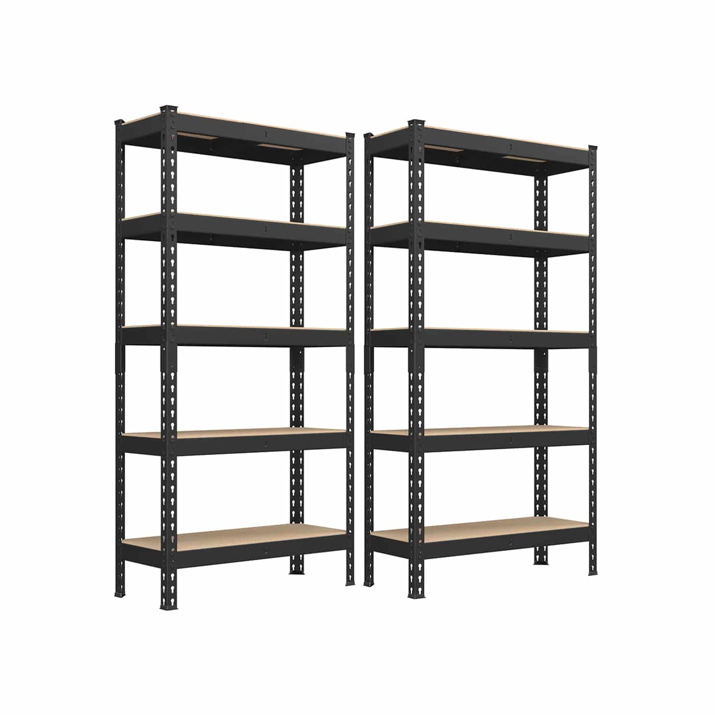 Schwerlastregal 2er Set mit 5 Ablagen 30 x 75 x 150 cm schwarz Schwerlastregal 2er Set mit 5 Ablagen 30 x 75 x 150 cm schwarz