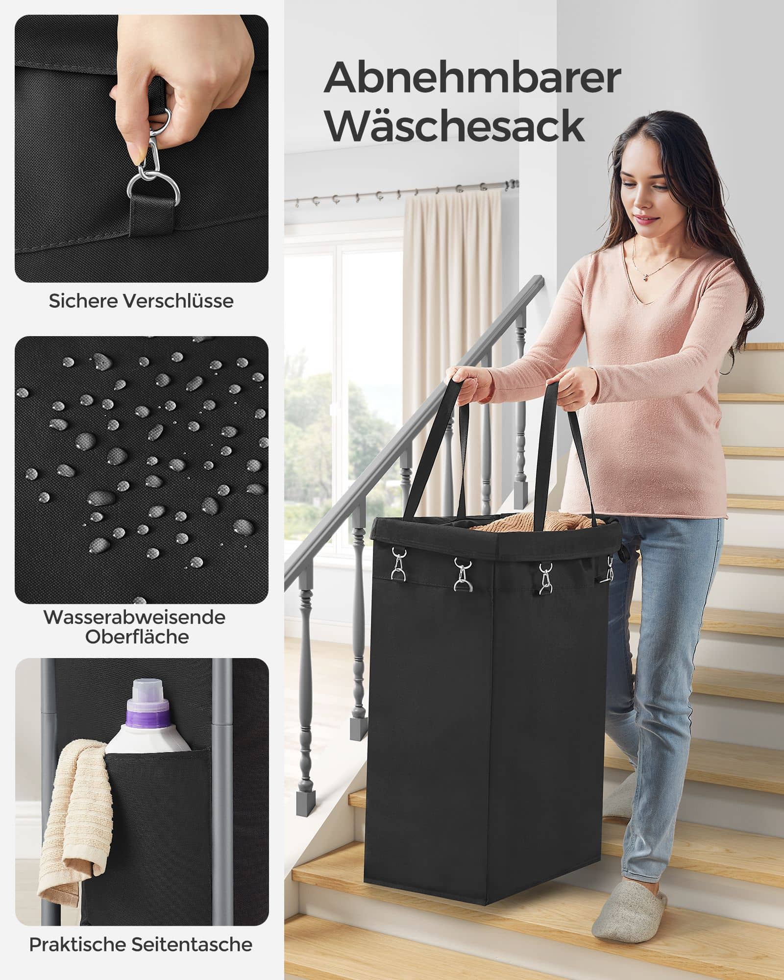 Wäschekorb 90 Liter mit Rollen und Griff Wäschekorb 90 Liter mit Rollen und Griff