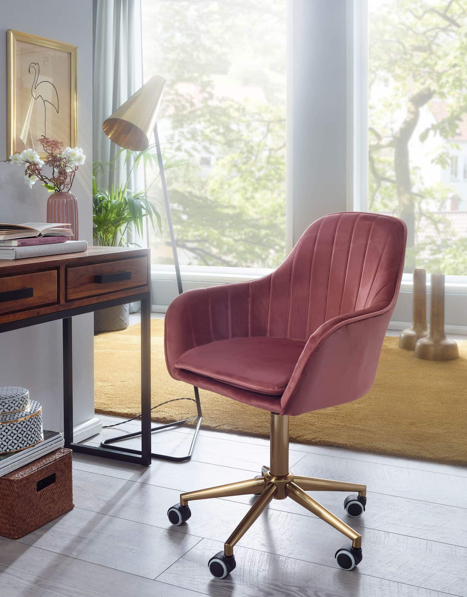 57499-Amstyle-Schreibtischstuhl-Samt-Rosa-Design-Drehstuhl-mit-Lehne-Arbeitsstuhl-mit-120-kg-Maximalbelastung-Schalenstuhl-mit-Rollen-Stuhl-drehbar-SPM1-431-SPM1-431_1 Schreibtischstuhl Samt Rosa