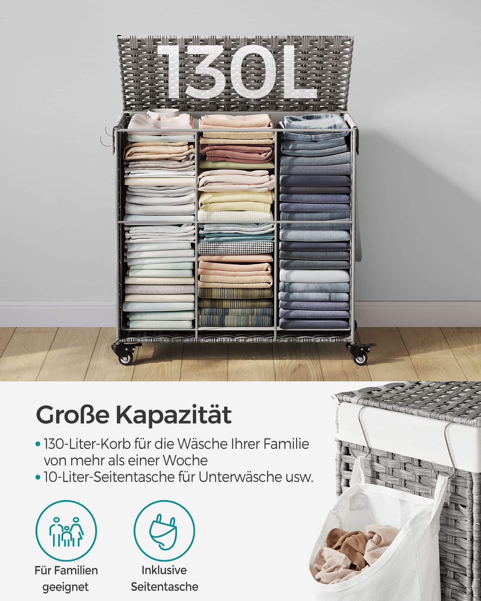 Wäschekorb mit Rollen-LCB363G01