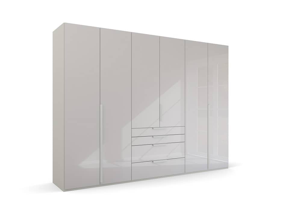 6-türiger Kleiderschrank Purisma von rauch mit Glasfront - In alpinweiß, seidengrau und graphit 