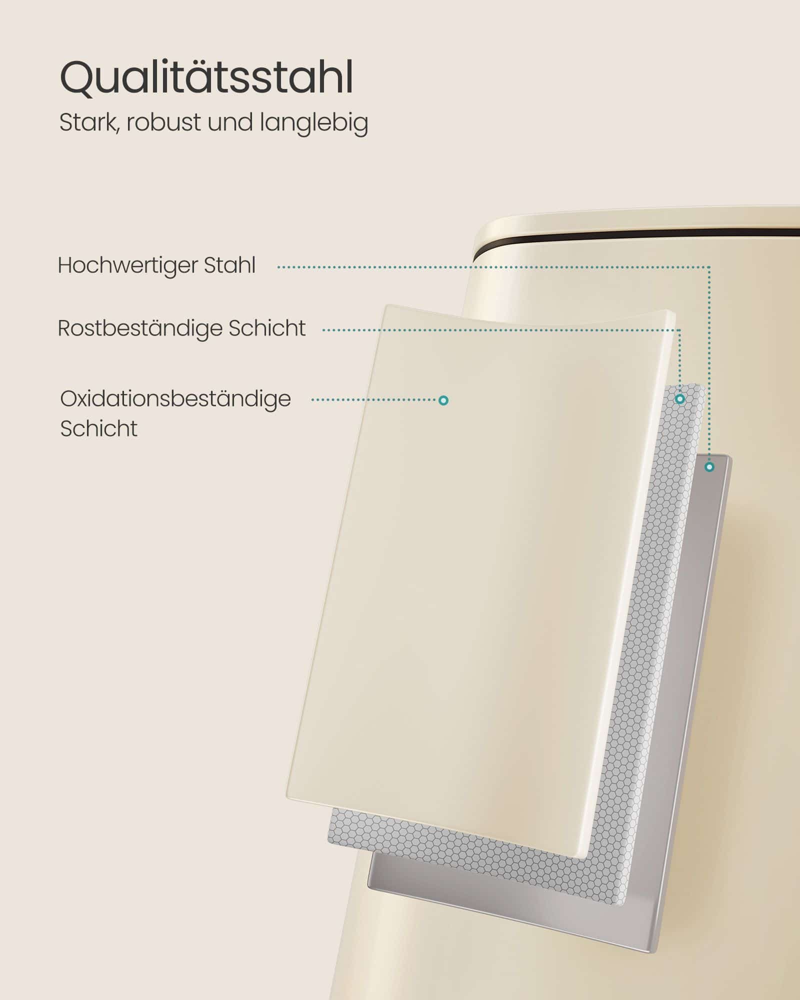Mülleimer 20 L aus Stahl – Sandbeige Mülleimer 20 L aus Stahl – Sandbeige