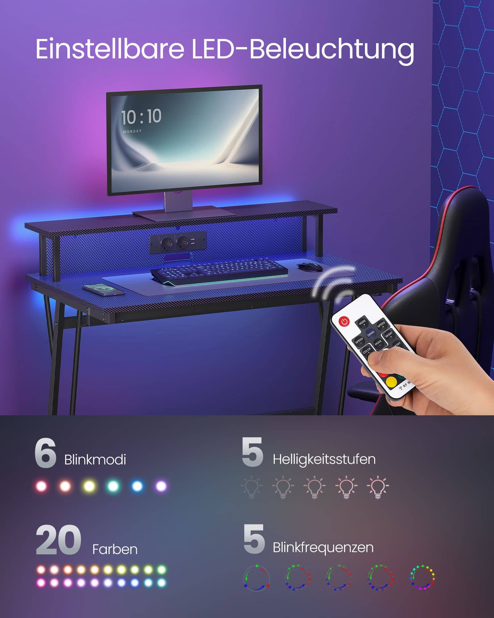 Schreibtisch mit Steckdosenleiste 60 x 120 x 76 cm rußschwarz Schreibtisch mit Steckdosenleiste 60 x 120 x 76 cm rußschwarz