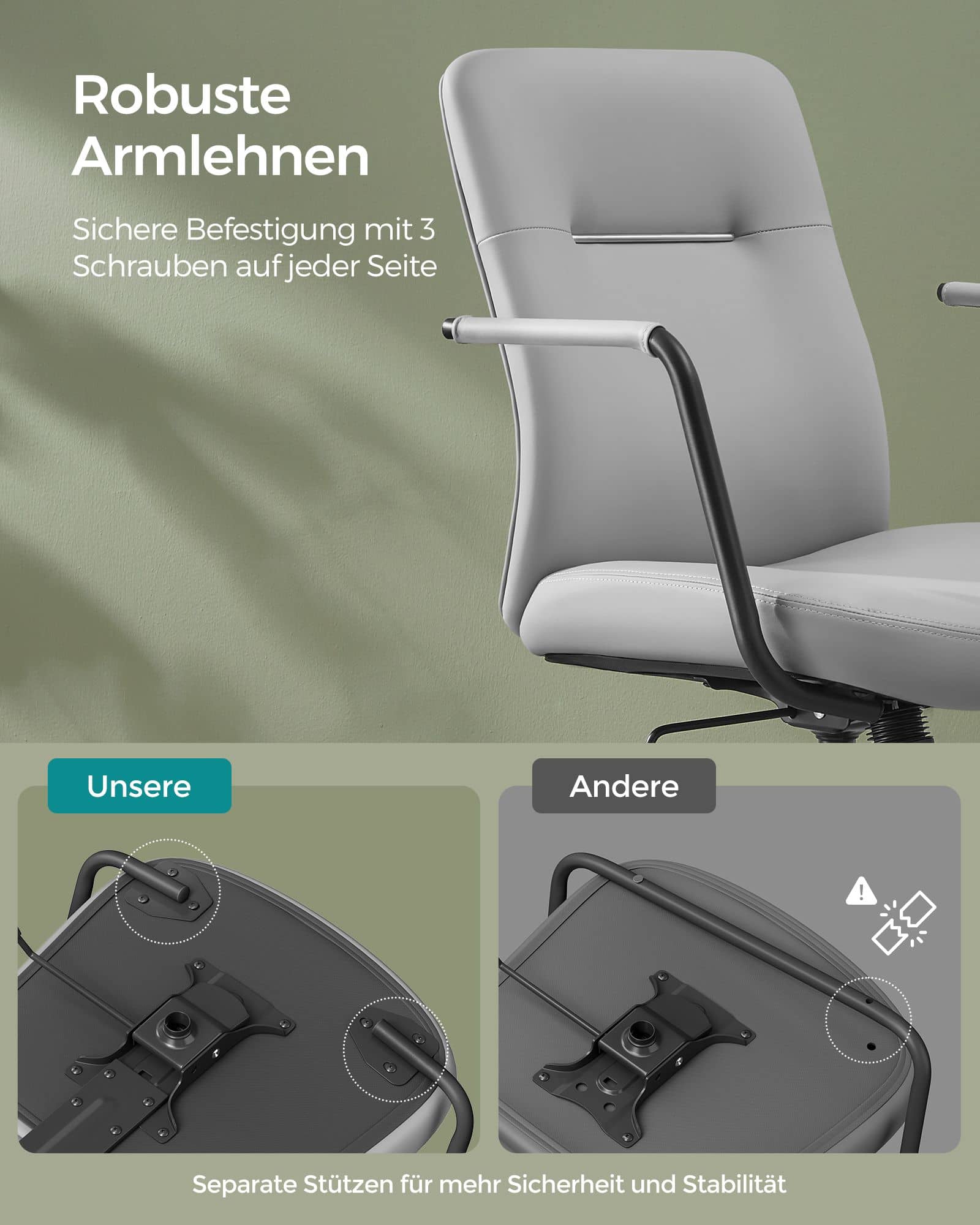 Bürostuhl mit Rückenlehnen und gebogenem Sitz taubengrau