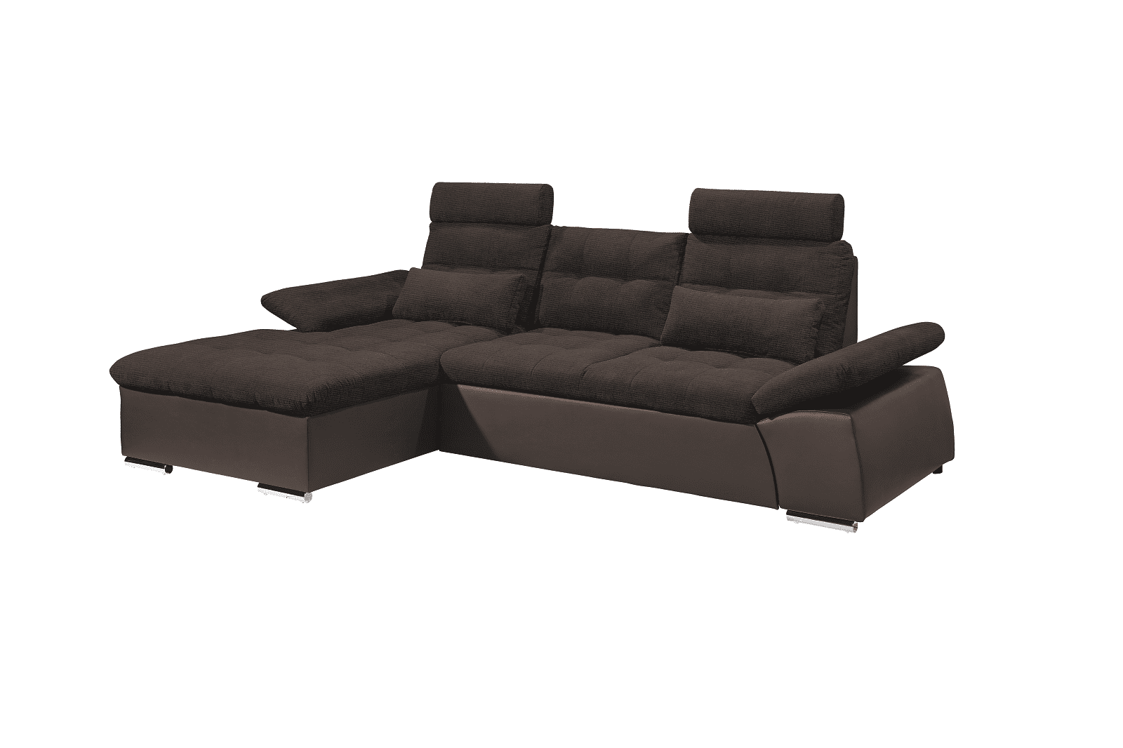 Ecksofa Jakarta Dunkelbraun / Schwarz-Braun – Modernes Sofa mit Schlaffunktion & verstellbaren Armlehnen
