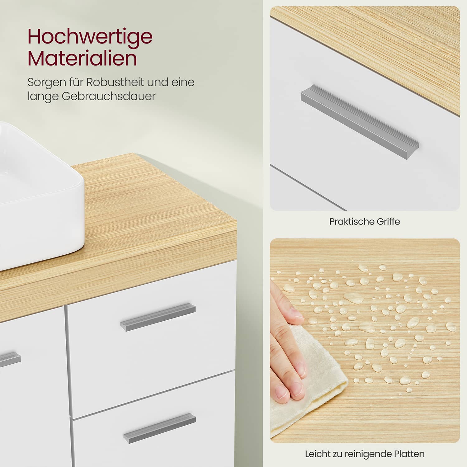 Waschbeckenunterschrank mit 3 großen Schubladen Waschbeckenunterschrank mit 3 großen Schubladen