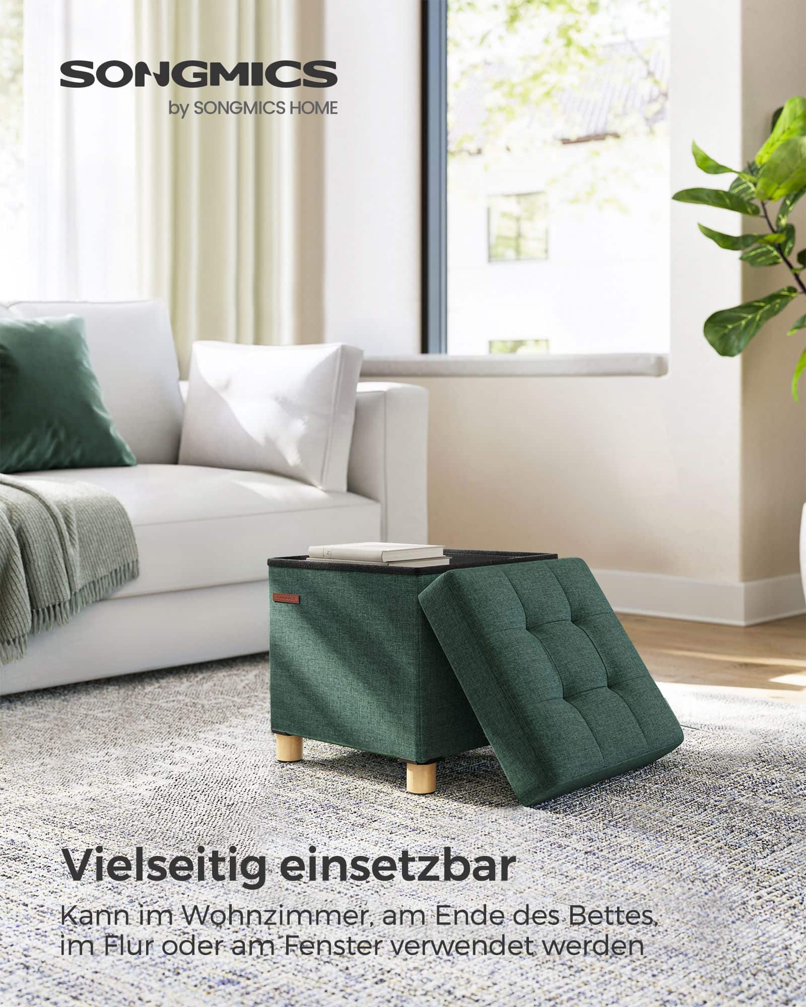 Sitzbank klappbar 38 x 38 x 40 cm mit Stauraum vintagegrün-LSF014C11 Sitzbank klappbar 38 x 38 x 40 cm mit Stauraum vintagegrün-LSF014C11