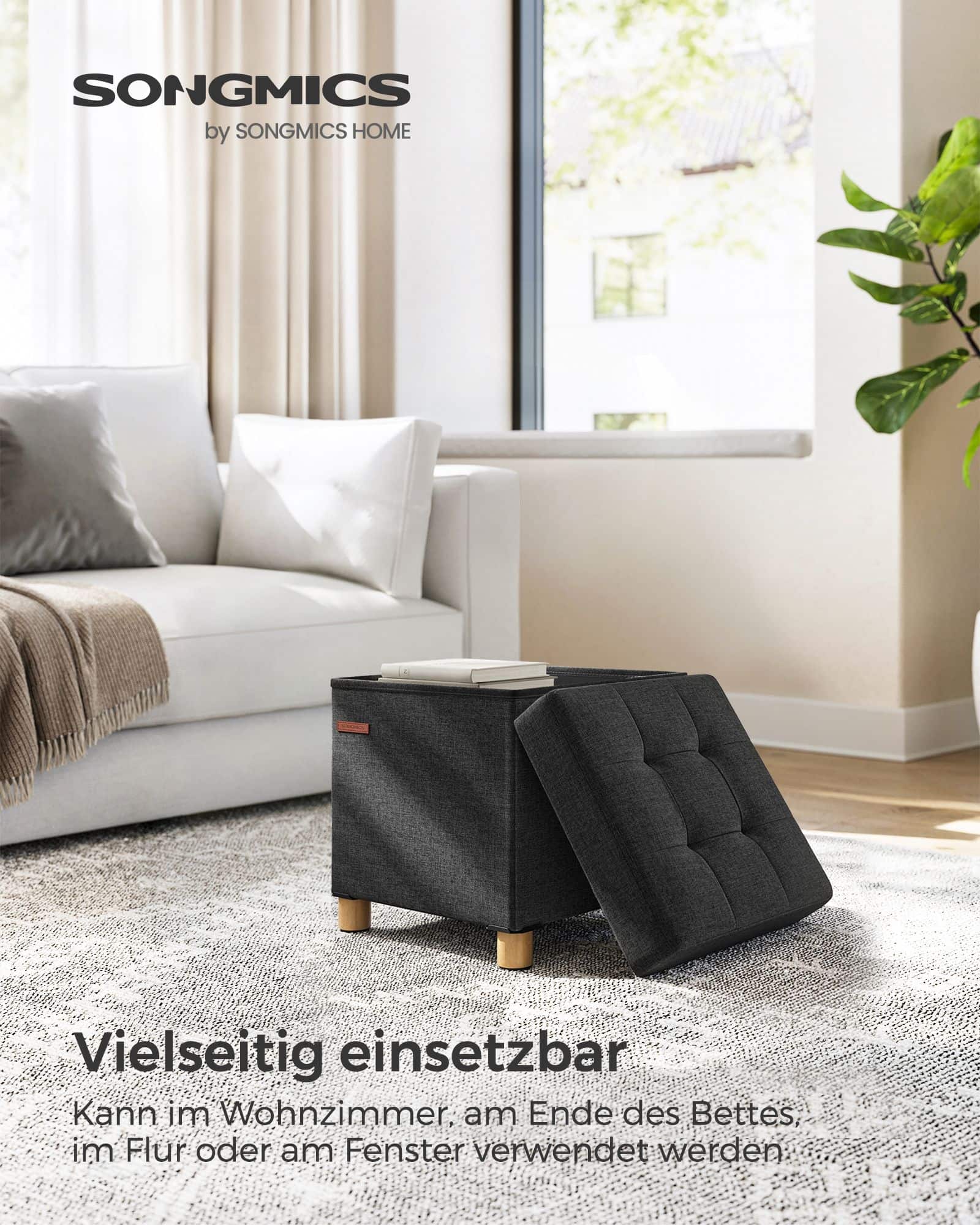 Sitzbank klappbar 38 x 38 x 40 cm mit Stauraum schwarz-LSF014B11 Sitzbank klappbar 38 x 38 x 40 cm mit Stauraum schwarz-LSF014B11