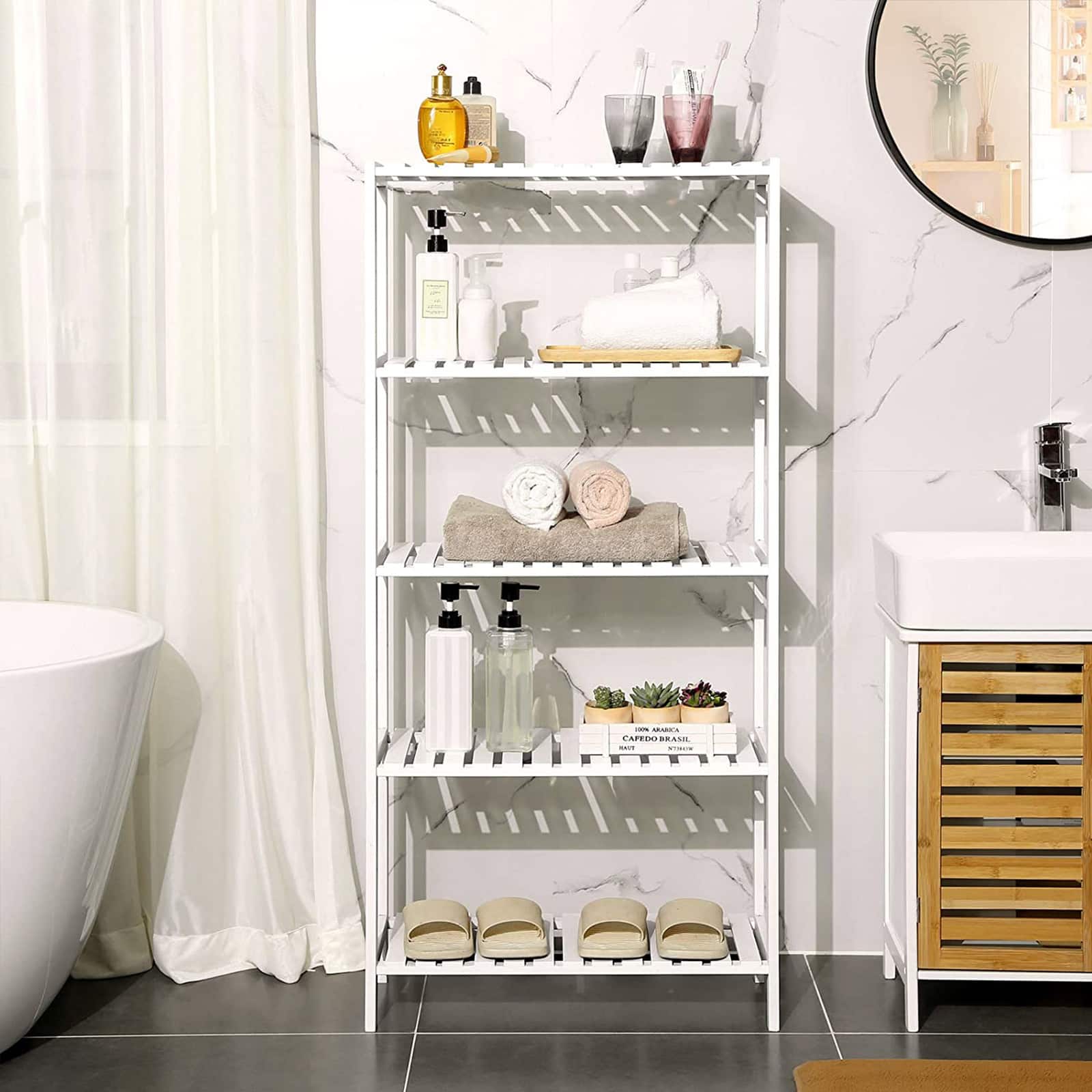 Badezimmerregal mit 5 Ebenen-BCB35WT Badezimmerregal mit 5 Ebenen-BCB35WT