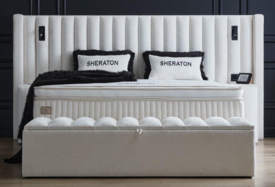 2 Stilvolle Eleganz: Weißes Mikrofaser-Boxspringbett von ABC Bedding