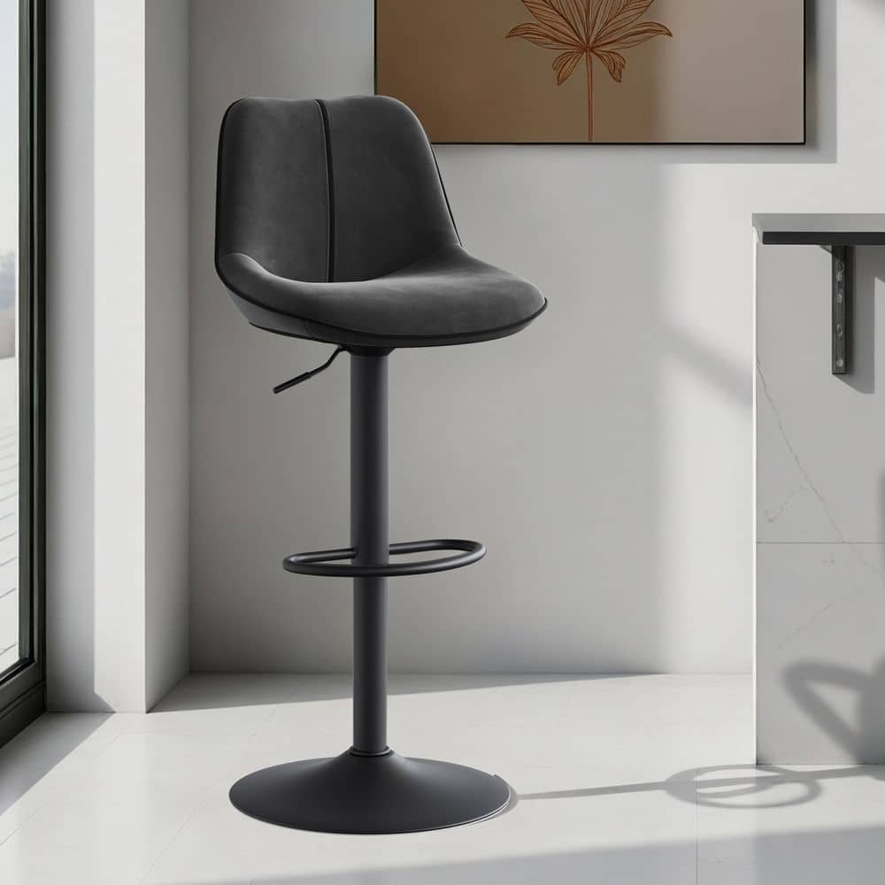 Barhocker Set höhenverstellbar mit drehbarer Sitzfläche und Samtbezug Barhocker Set höhenverstellbar mit drehbarer Sitzfläche und Samtbezug