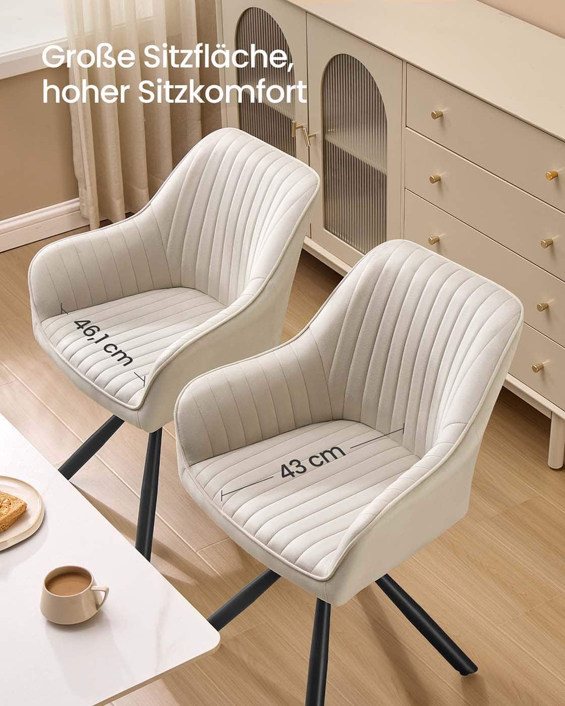 Esszimmerstuhl mit Armlehnen Cremeweiß Esszimmerstuhl mit Armlehnen Cremeweiß