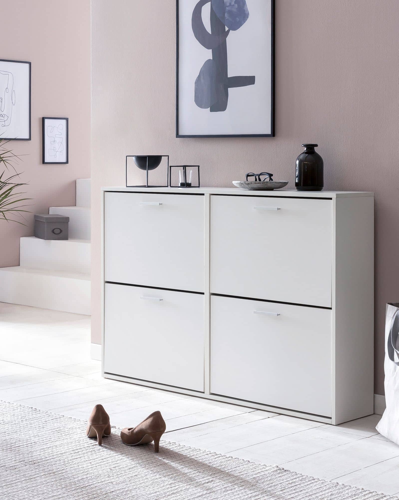 48489-WOHNLING-Schuhschrank-LEILA-120x24x81-cm-We_2 Schuhschrank geschlossen modern - 120x81x24cm Weiß 4 Fächer