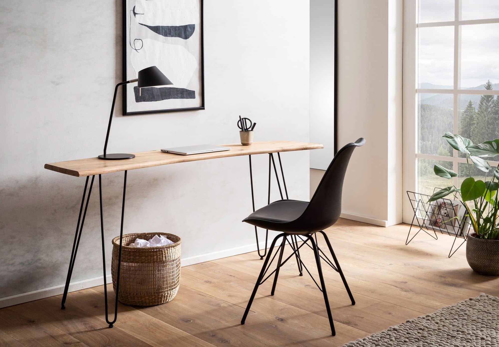 Schreibtisch 150x36x75 cm Akazie Massivholz / Metall Computertisch Baumkante Schreibtisch 150x36x75 cm Akazie Massivholz / Metall Computertisch Baumkante