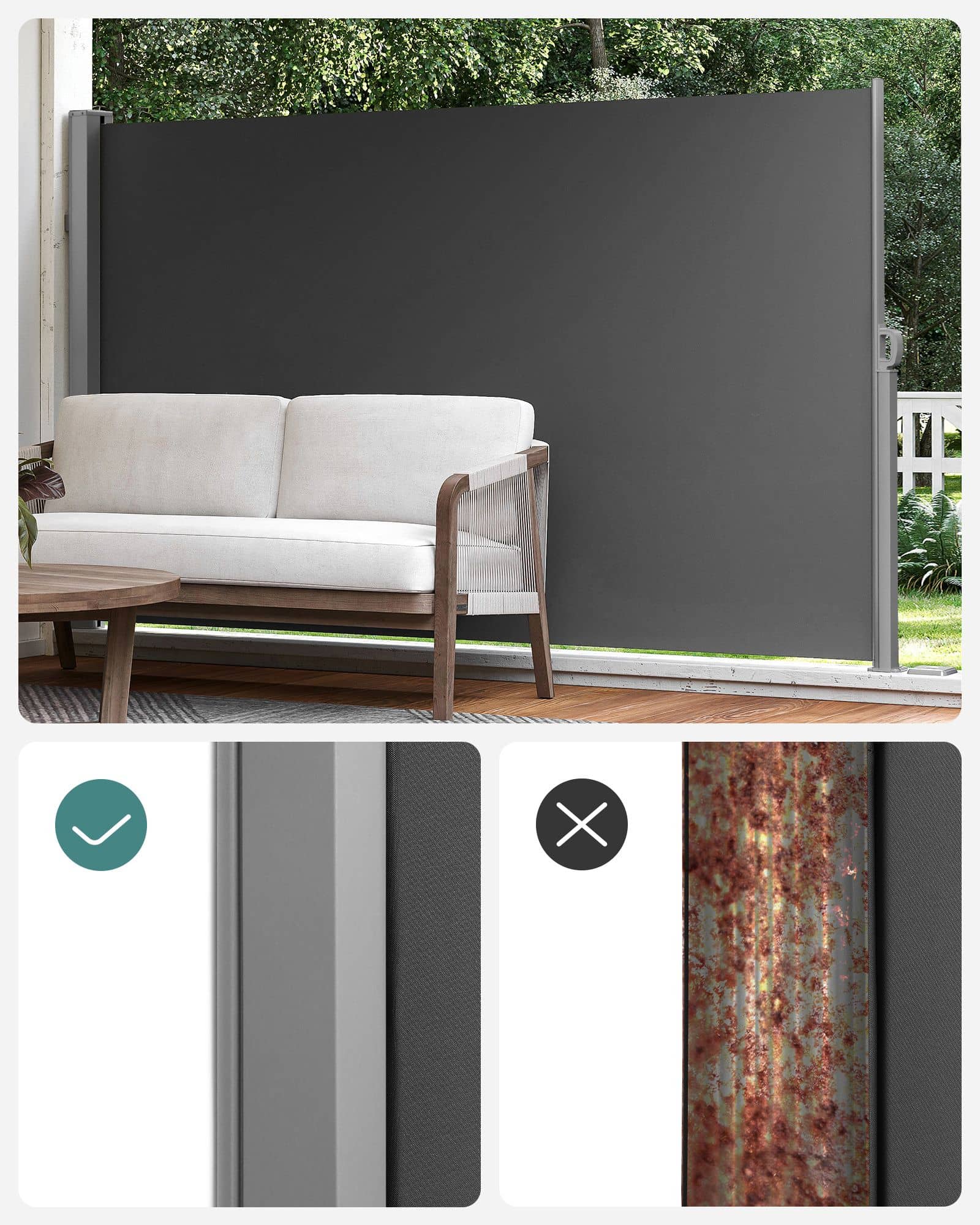 Seitenmarkise ausziehbar 180 x 400 cm für Balkon