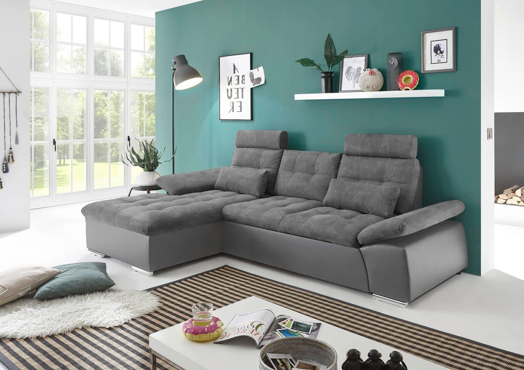 Ecksofa Jakarta Dunkelgrau | Anthrazit – Modernes Sofa mit Schlaffunktion & verstellbaren Armlehnen Ecksofa Jakarta Dunkelgrau | Anthrazit – Modernes Sofa mit Schlaffunktion & verstellbaren Armlehnen