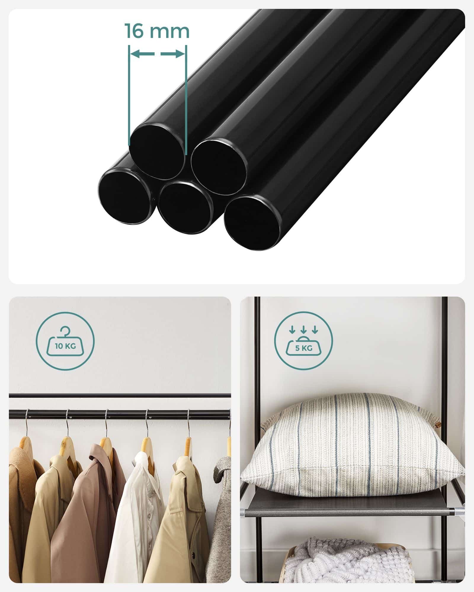 Stoffschrank 175 x 110 cm Schwarz-LSF007 Stoffschrank 175 x 110 cm Schwarz-LSF007