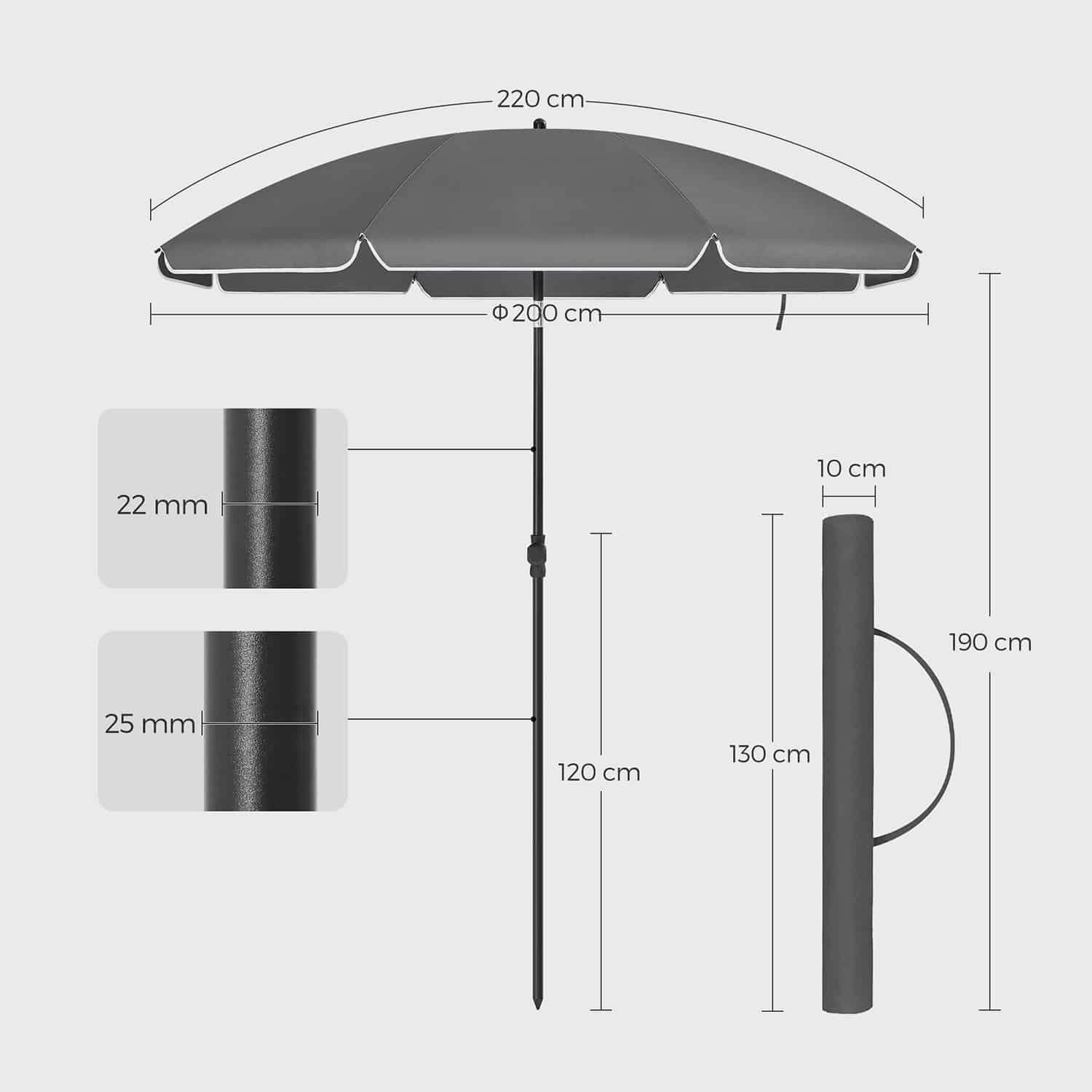 Sonnenschirm Ø 200 cm knickbar Sonnenschirm Ø 200 cm knickbar