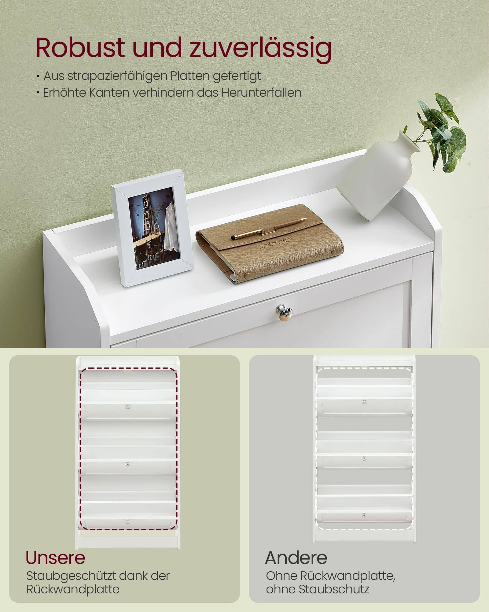 Schuhschrank 3 Klappen für bis zu 18 Paar Schuhe wolkenweiß Schuhschrank 3 Klappen für bis zu 18 Paar Schuhe wolkenweiß