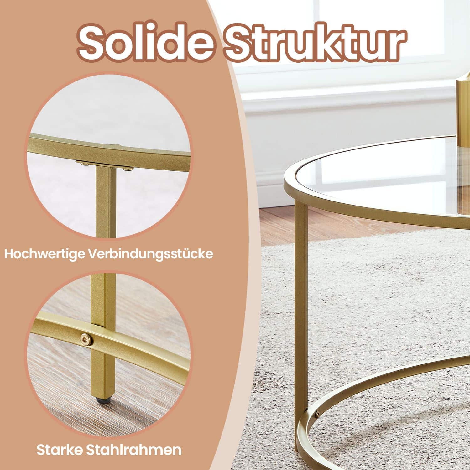 Runder Couchtisch mit Glasoberfläche Runder Couchtisch mit Glasoberfläche