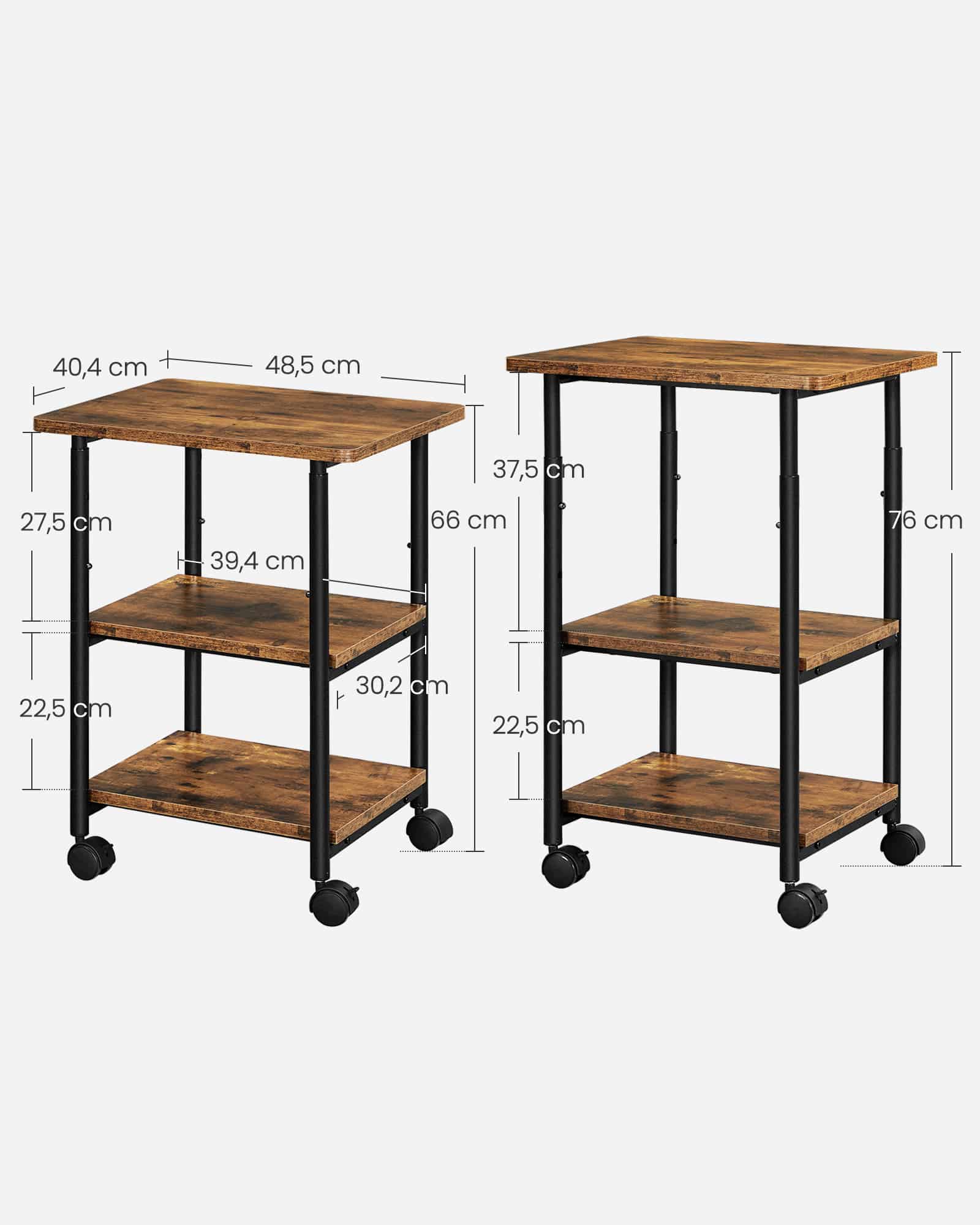 Druckertisch mit 3 Ebenen und Rädern Druckertisch mit 3 Ebenen und Rädern