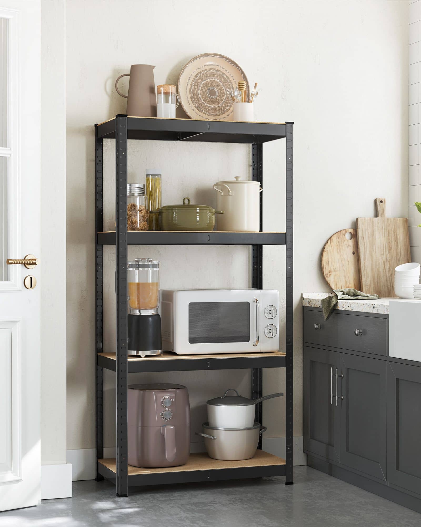 Schwerlastregal mit Stahlgestell schwarz-GLR044B02 Schwerlastregal mit Stahlgestell schwarz-GLR044B02