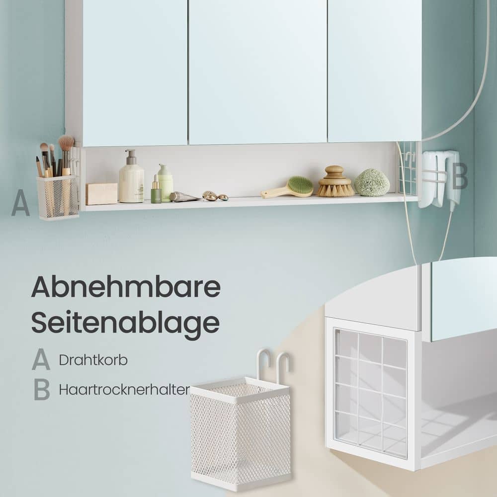 Badezimmerschrank mit LED-Beleuchtung, 16,6 x 90