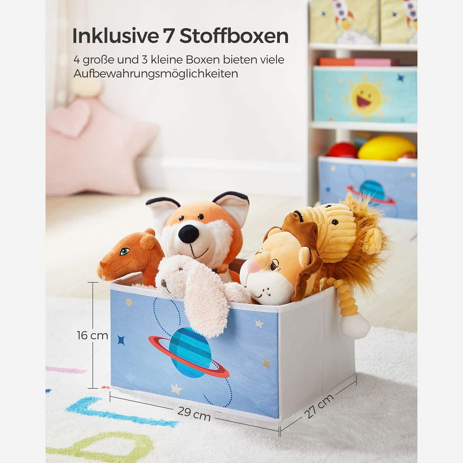 Kinderzimmer-Regal mit 7 Boxen Kinderzimmer-Regal mit 7 Boxen