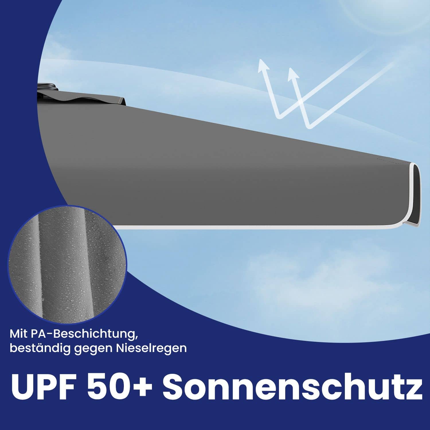 Sonnenschirm 200 x 150 cm, rechteckiger Balkonschirm, Sonnenschutz UPF 50+ Sonnenschirm 200 x 150 cm, rechteckiger Balkonschirm, Sonnenschutz UPF 50+