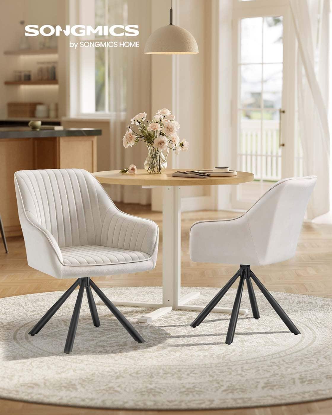 Esszimmerstuhl mit Armlehnen Cremeweiß