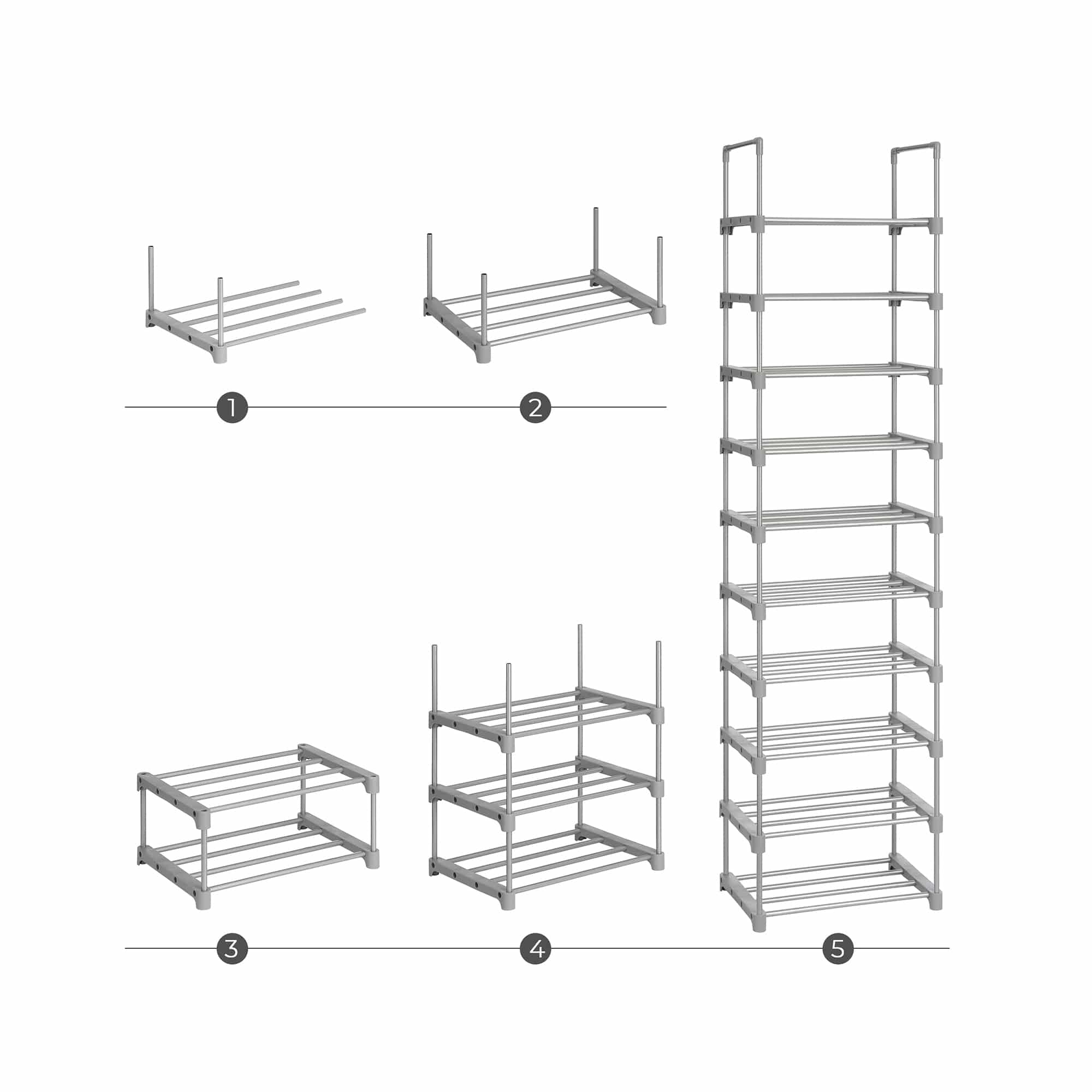 Großer Schuhständer mit 10 Ebenen Grau-B34LSA025G02