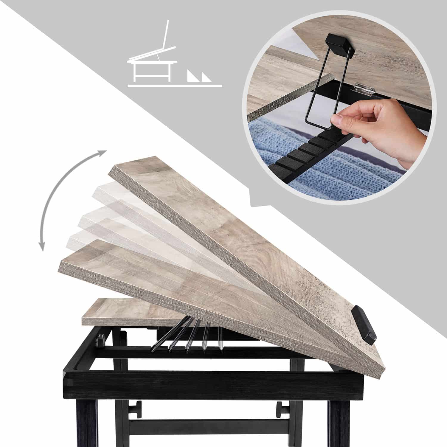 Frühstückstablett klappbare Beine höhenverstellbar greige-LLD105W01 Frühstückstablett klappbare Beine höhenverstellbar greige-LLD105W01