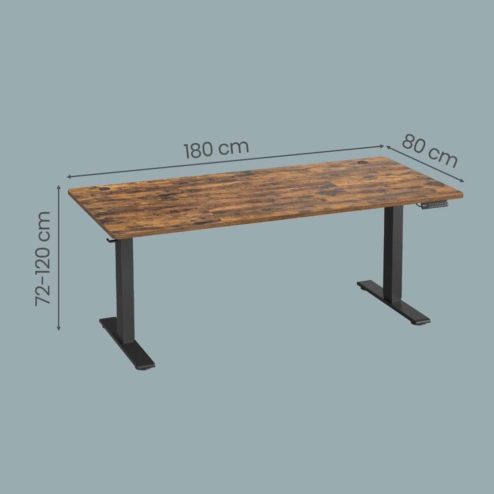 Höhenverstellbarer Schreibtisch elektrisch, 180 x 80 cm, mit USB-C-Anschluss