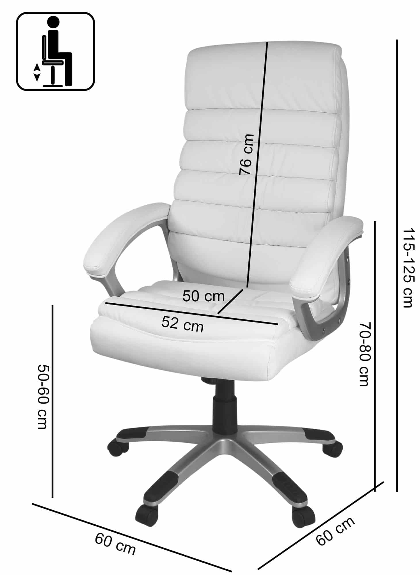 23257-AMSTYLE-Buerostuhl-VALENCIA-Kunstleder-Weiss Valencia Bürostuhl Kunstleder Weiß ergonomisch mit Kopfstütze