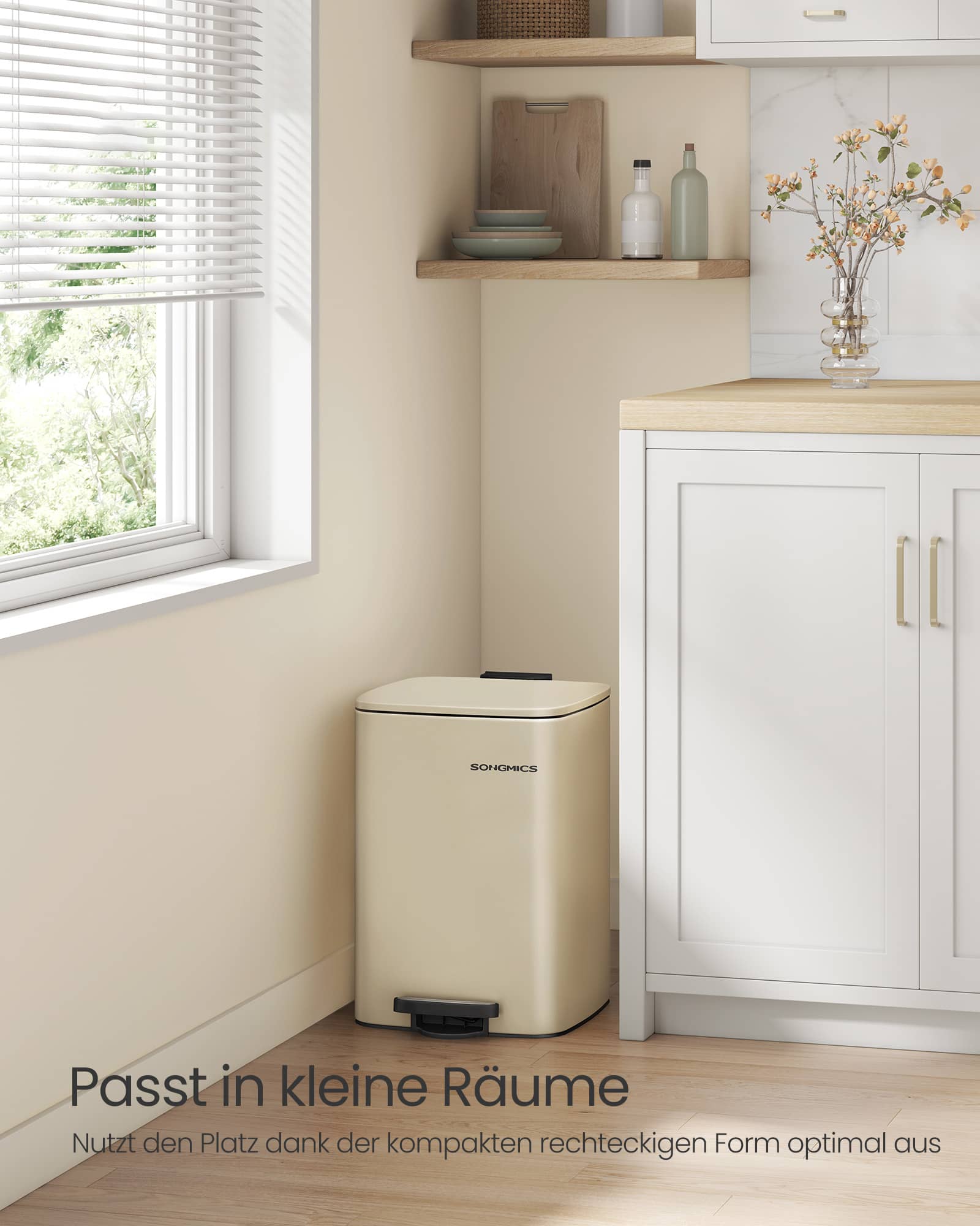 Mülleimer 20 L aus Stahl – Sandbeige Mülleimer 20 L aus Stahl – Sandbeige