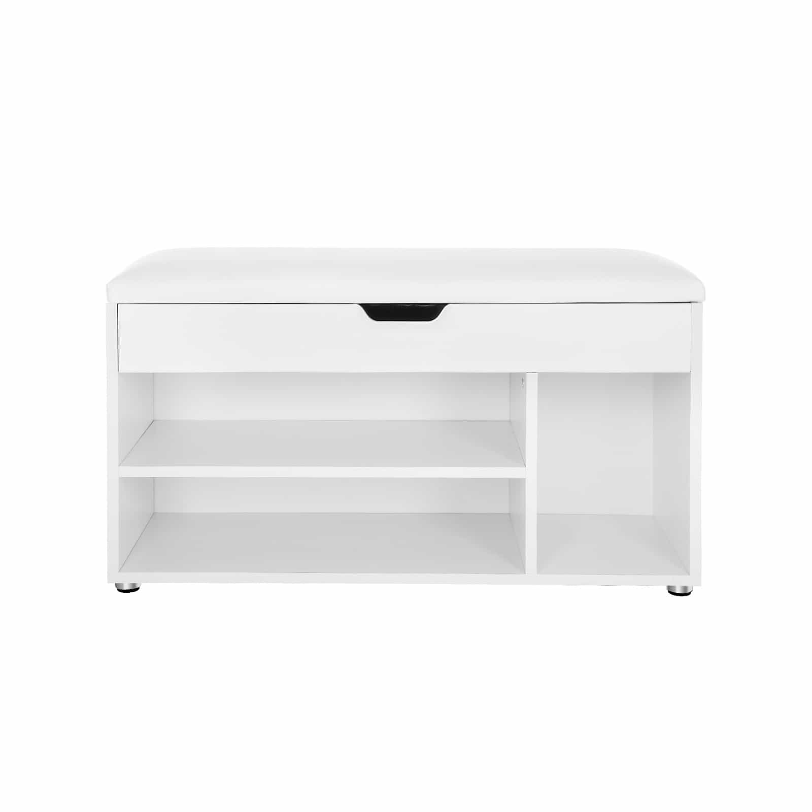 Gepolsterte Schuhbank 3 Fächer Weiß-B34LHS30W Gepolsterte Schuhbank 3 Fächer Weiß-B34LHS30W
