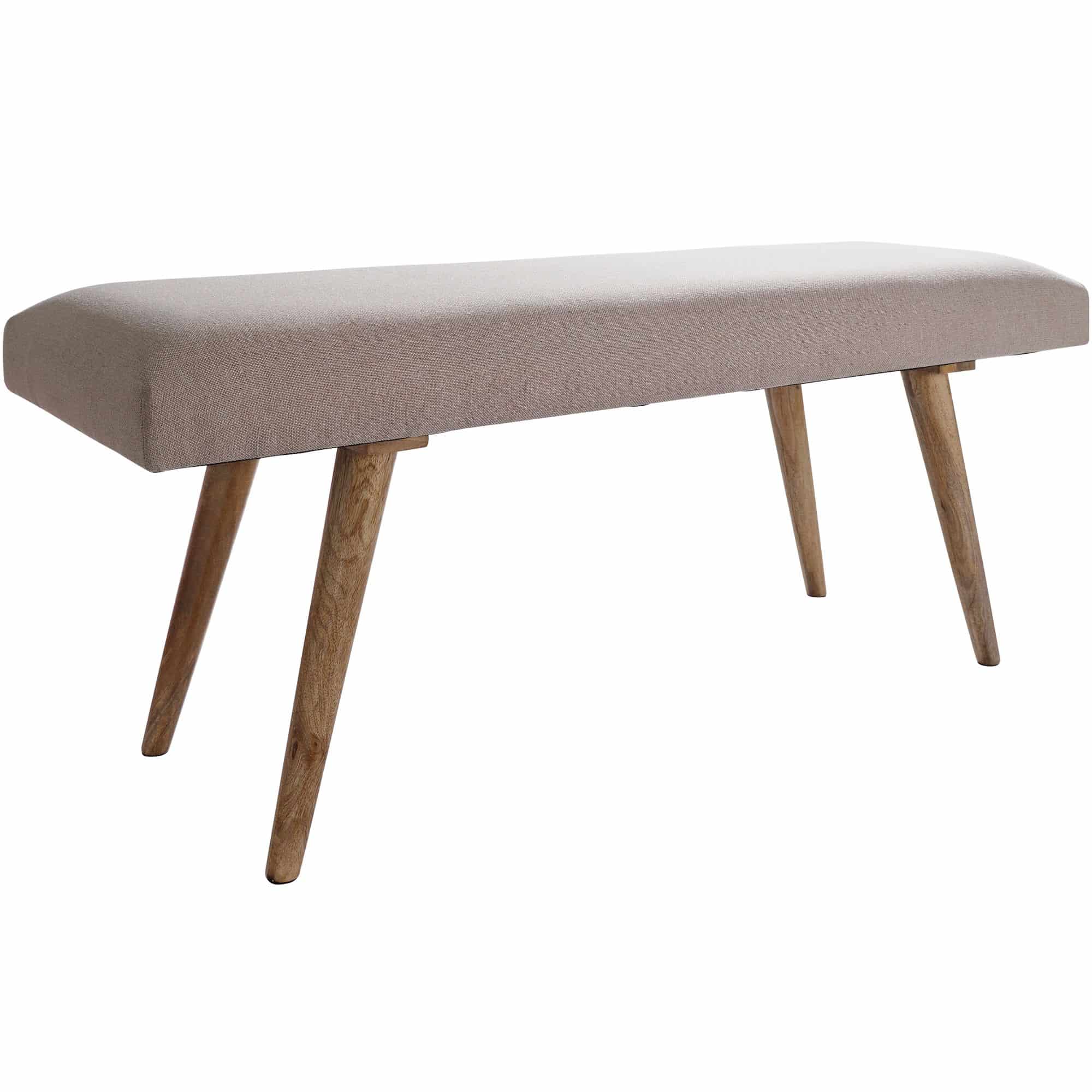 46013-WOHNLING-Sitzbank-SALIM-Stoff-Massivholz-Bank-Beige-117x51x38-cm-im-Retro-Stil-2er-Polsterbank-Flur-Gepolsterte-Stoffbank-Esszimmer-Braun-Kleine-Bettbank-Baumwolle-Flurban Sitzbank Stoff / Massivholz Bank Beige 117x51x38 cm im Retro Stil