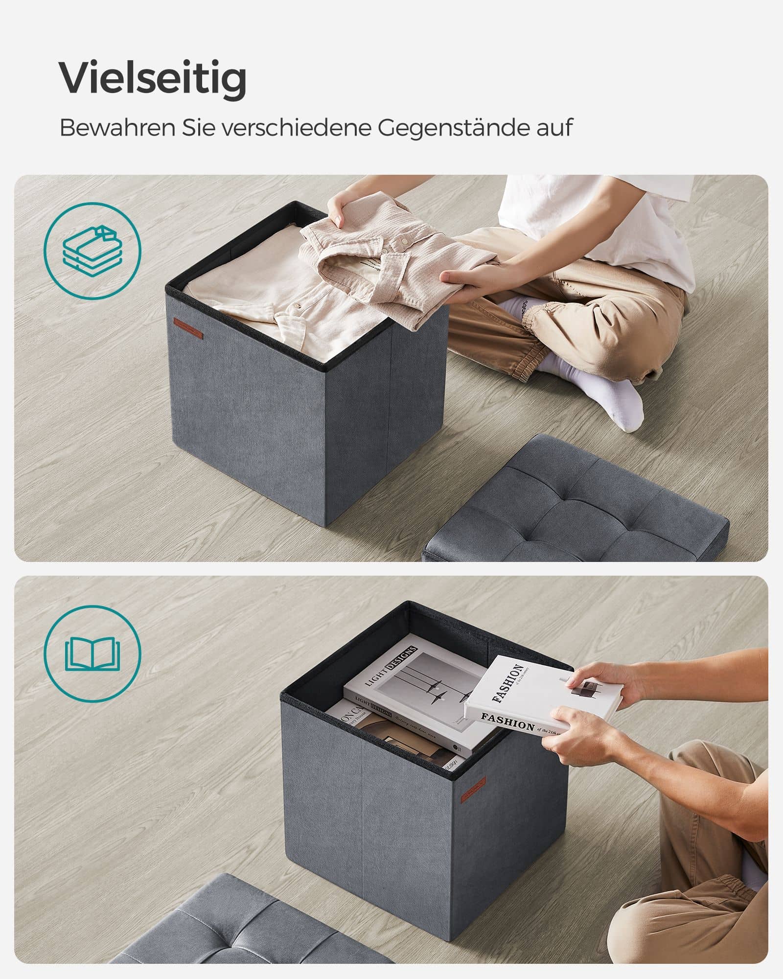 Sitzbank mit Stauraum aus Samt schiefergrau Sitzbank mit Stauraum aus Samt schiefergrau