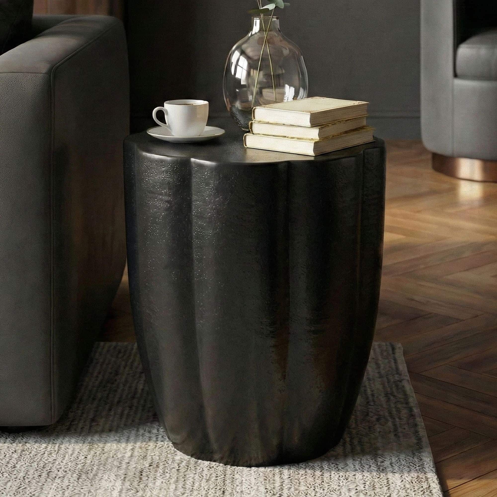 Beistelltisch Aluminium Schwarz 41cm Runder Anstelltisch Metall - Dekotisch Alu modern - Wohnzimmertisch klein - Design Couchtisch Sofatisch Handmade Beistelltisch Aluminium Schwarz 41cm Runder Anstelltisch Metall - Dekotisch Alu modern - Wohnzimmertisch klein - Design Couchtisch Sofatisch Handmade