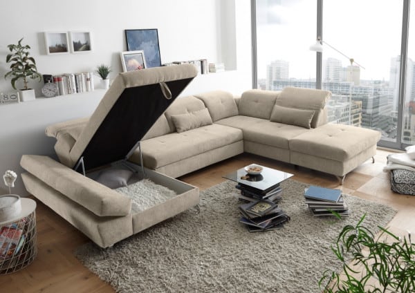 Wohnlandschaft Melfi von Ed Exciting Design – Modernes U-Form Sofa mit Schlaffunktion und Bettkasten Wohnlandschaft Melfi von Ed Exciting Design – Modernes U-Form Sofa mit Schlaffunktion und Bettkasten
