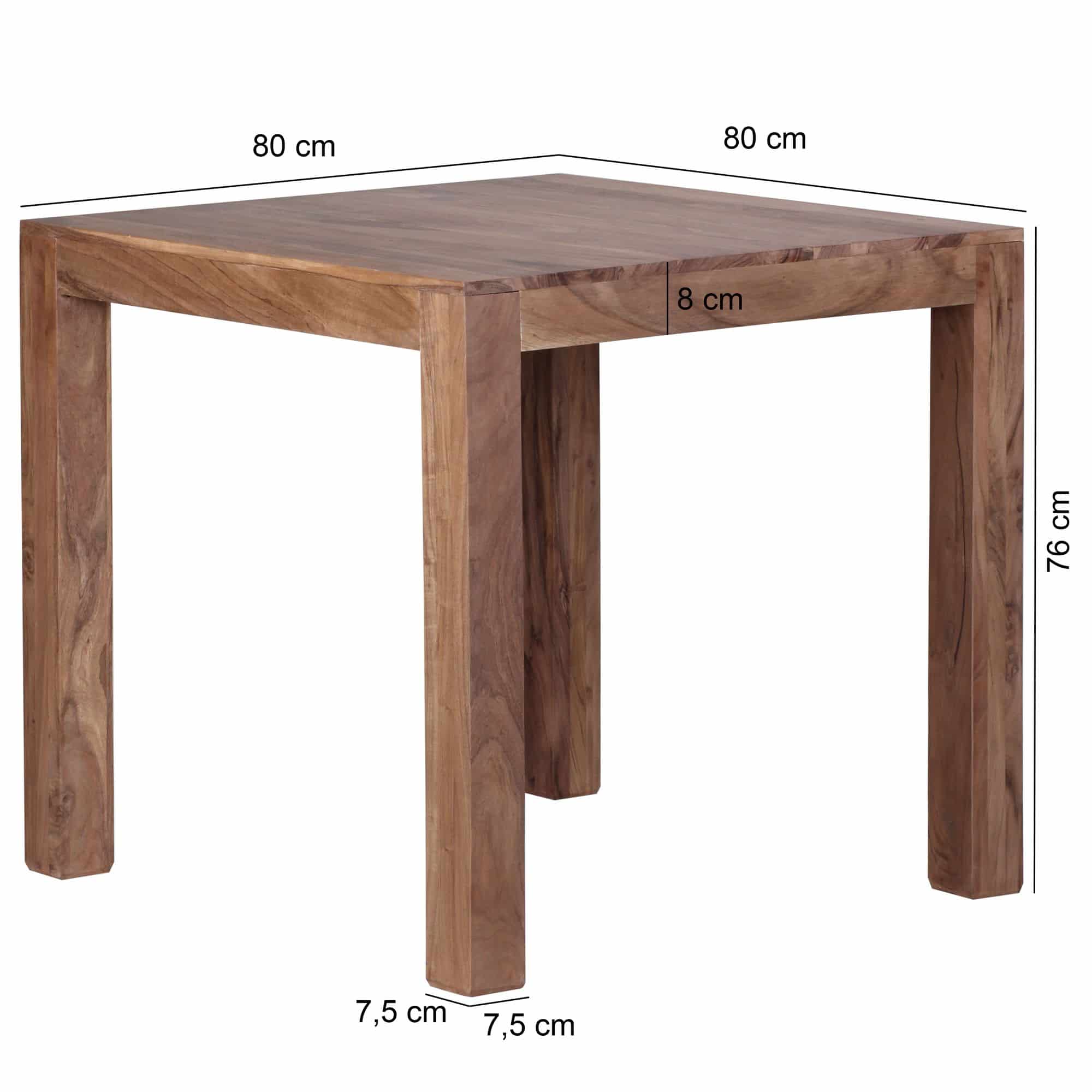 Esstisch MUMBAI Massivholz Akazie 80 cm Esszimmer-Tisch Holztisch Design Küchentisch Landhaus-Stil dunkel-braun Esstisch MUMBAI Massivholz Akazie 80 cm Esszimmer-Tisch Holztisch Design Küchentisch Landhaus-Stil dunkel-braun