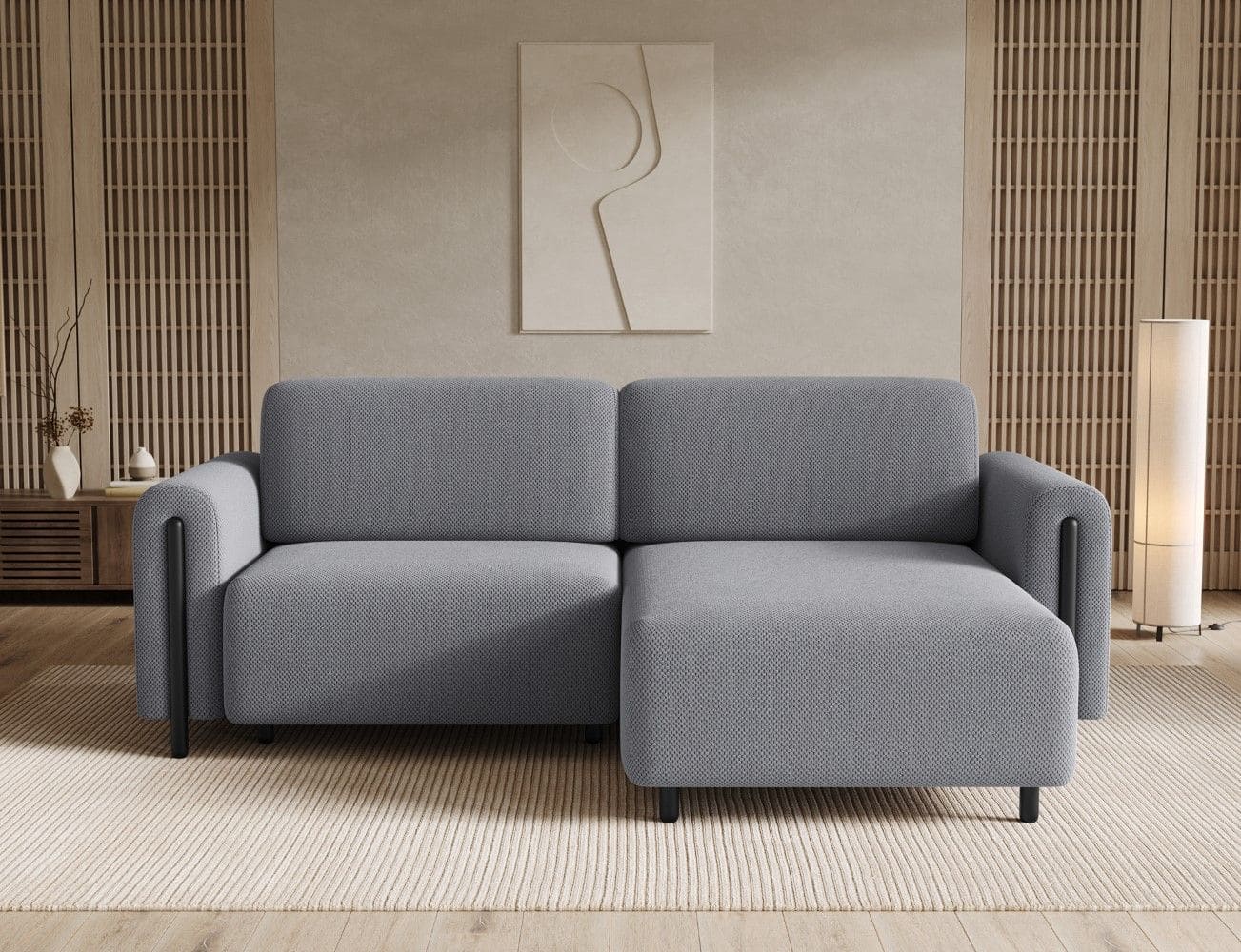 Ecksofa Acossta Calmora Mikrofaser Grau mit Schlaffunktion Ecksofa Acossta Calmora Mikrofaser Grau mit Schlaffunktion