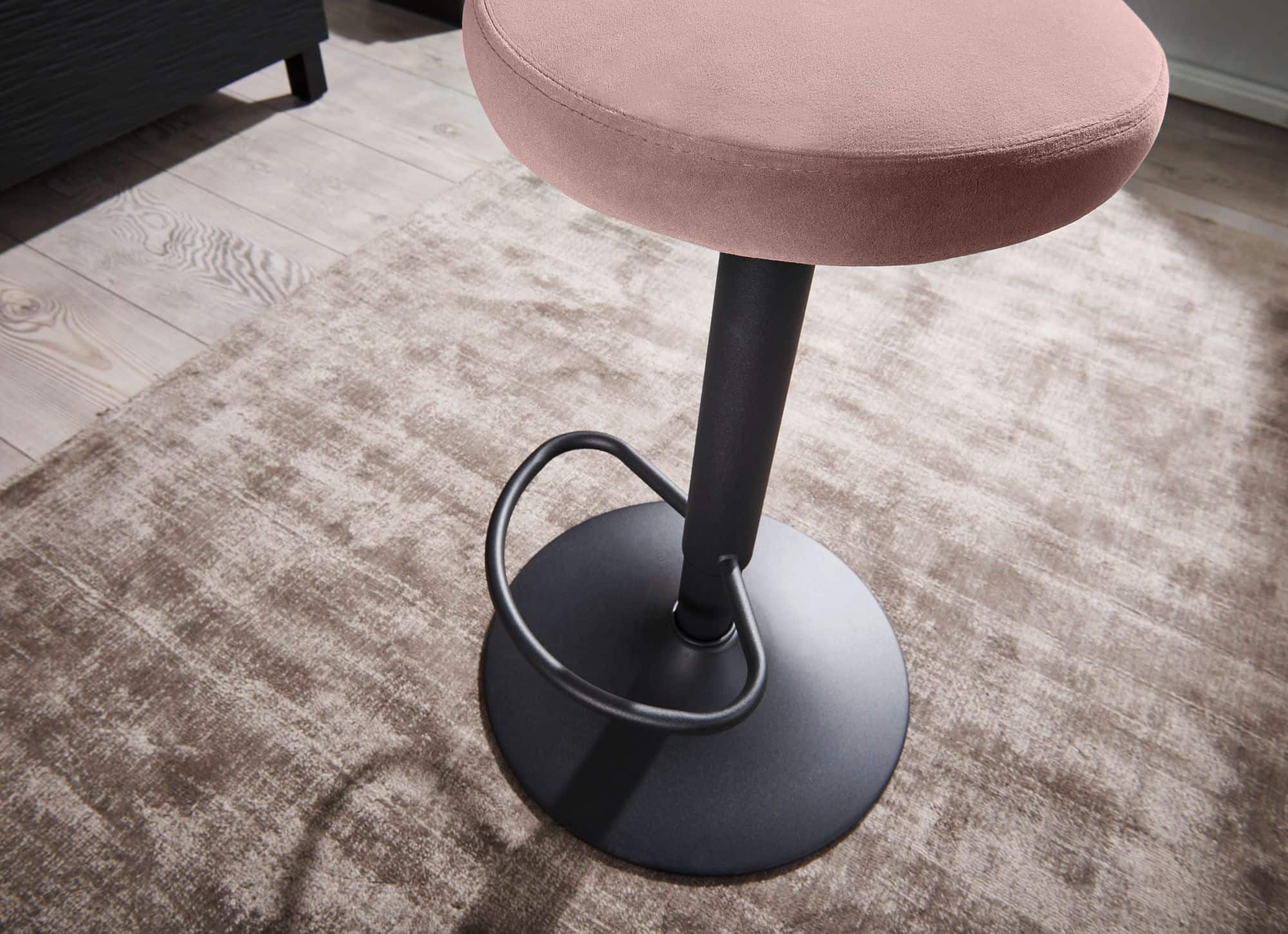56597-WOHNLING-Barhocker-Samt-Rosa-Hocker-ohne-Lehne-Kuechenhocker-Stoff-Metall-100kg-Design-Barstuhl-Tresenhocker-drehbar-Bistrohocker-WL6-197-WL6-197_4 Wohnambiente aufwerten: Samt-Barhocker in modernem Design