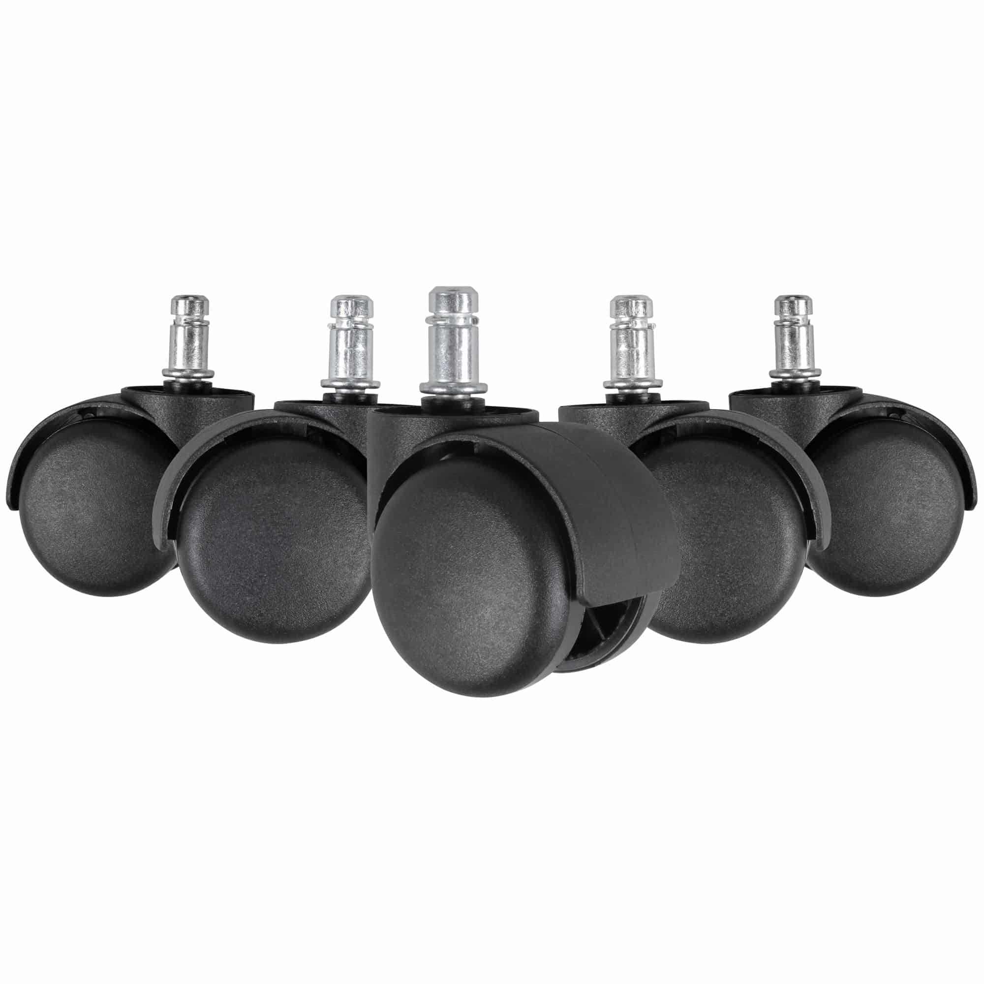29766-AMSTYLE-5er-Set-gebremste-Weichboden-Rollen-f 5er Set gebremste Weichboden-Rollen für Bürostuhl 11 mm Stift / Durchmesser 50 mm