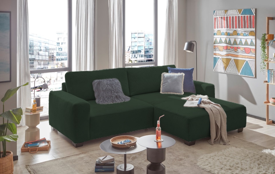 Ecksofa Elba von ED Exciting: Elegantes Design in verschiedenen Farben wählbar – Hochwertige Nosagfederung, flexibel platzierbar