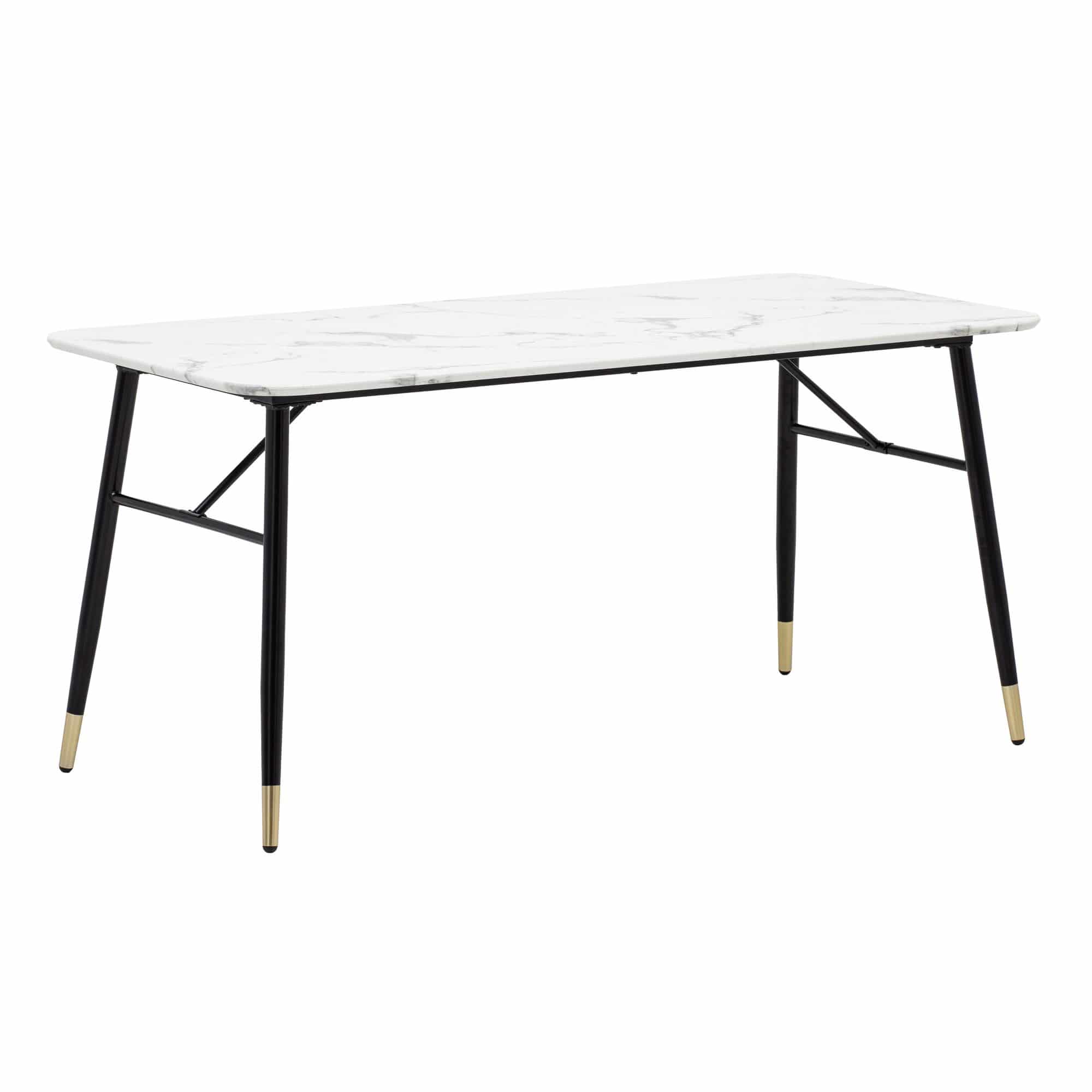 Esszimmertisch 160x80x76 cm Esstisch Weiß in Marmor-Optik Modern Esszimmertisch 160x80x76 cm Esstisch Weiß in Marmor-Optik Modern